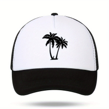 1pc Coconut Tree Print Mens Outdoor Sports Breathable Sun Hat Casual Baseball Cap Driver Hat