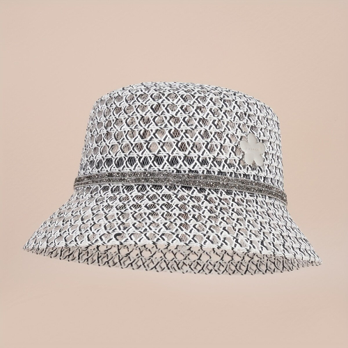 1pc Versatile Glamorous Womens Summer Sunshade Net Bucket Hat 1