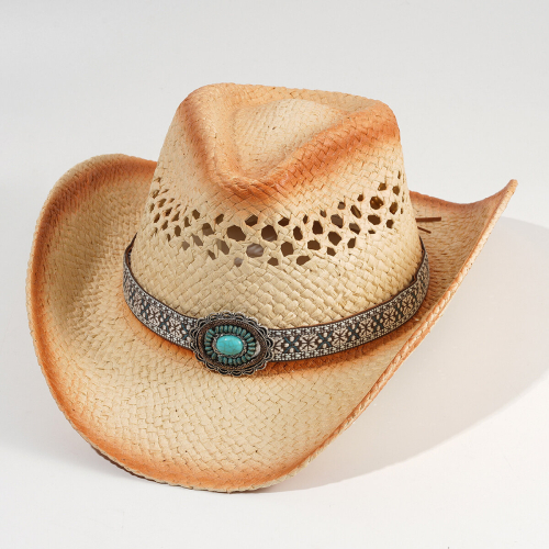 Summer Hollow Mens And Womens Cowboy Hat Mens Sunshade Sunscreen Woven