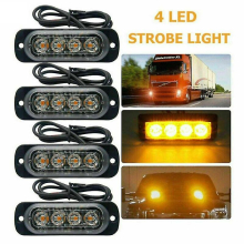 4x 12 Led Penetration Lights 12v/24v Waterproof Orange Led Rotating Beacon Flashing Lights Emergency Alarm Light Strobe Auto Flashers Compatible Van T