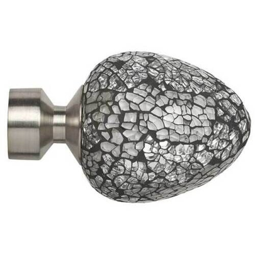 (Satin Silver) 28mm Alexia Curtain Pole Finials Pack of 2