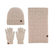 3pcs set Alpaca Fleece Cold Proof Warm Three Piece Knitted Hat Scarf Gloves Three Piece Set For Men And Women