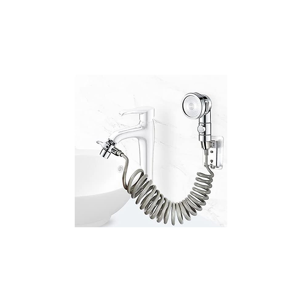 Ensemble Pommeau Douche Pour Lavabo, Douchette De Salle De Bain, Parfait Pour Laver Les Cheveux Ou Nettoyer Le Lavabo (Robinet Pas Inclu) (Argent) 9363541209327