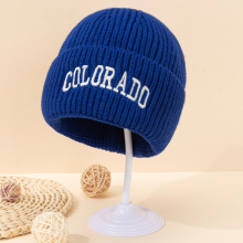 1pc Multiple Solid Colors Colorado Embroidered Warm Knitted Hat