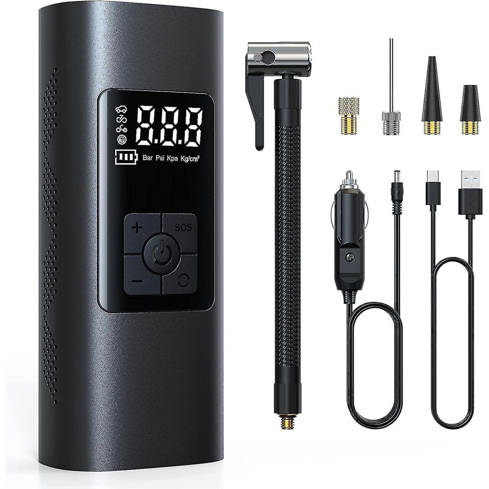 Tyre Inflator Cordless Rechargeable, 6000Mah Battery Tyre Inflator 150 Psi Car Pump Electric Bike Pump Handheld Mini Air Pump Compressor Auto-Off 9363541218534