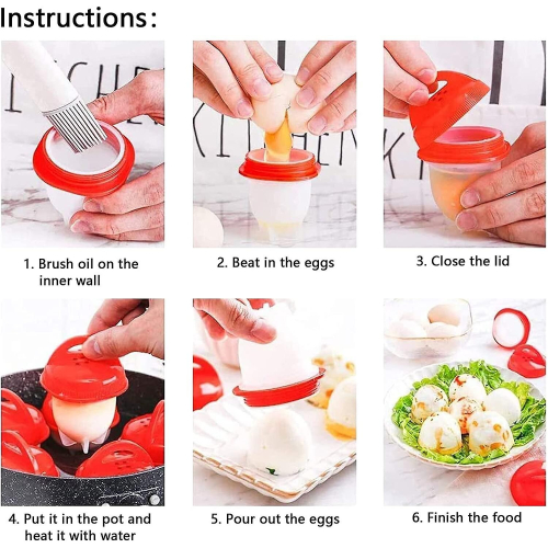6 Pcs Egg Silicone Egg Boiler Bowl Egg Boiler Shellless Egg Quick Gadget Accessories Egg Boiler Eggshell Egg Boiled Egg Kitchen Aid Egg Wild Boiled Eg 1