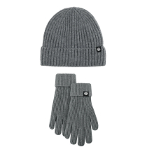 Winter Wool Knitted Hat And Gloves Two piece Striped Wool Touch Screen Windproof Warm Suit