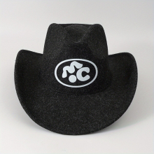 M C Western Cowboy And Cowgirl Hat Front Clip Wide Brim Felt Polyester Hat For Men And Women