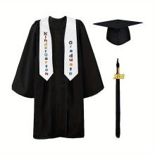 1pc Preschool Graduation Cap And Gown Stole Package Tassel Set