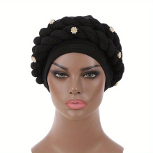 Twisted Braided Turban Cap Pre tied Crinkle Head Wrap Elastic Ramadan Hijab Women Bandana Chemo Hats