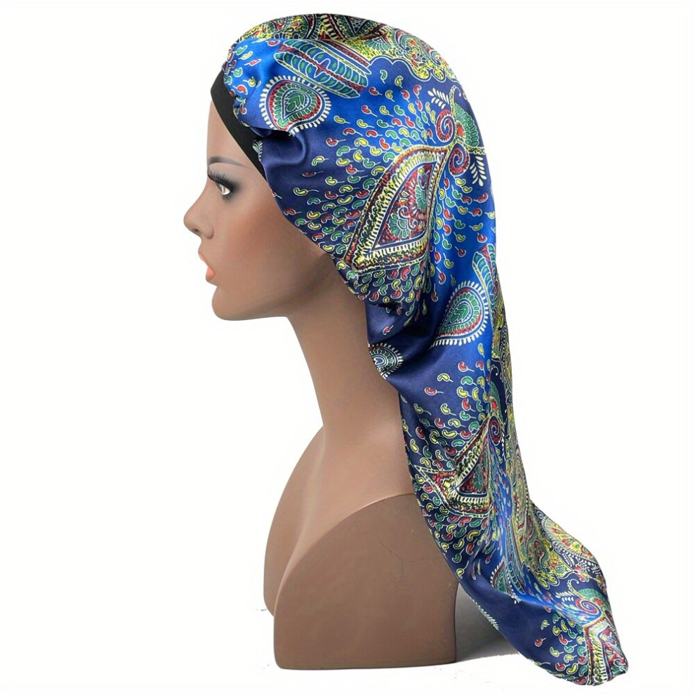 Paisley Print Satin Bonnet Double Layer Sleeping Cap Long Hair Bonnets Large Breathable Bonnet Shower Cap