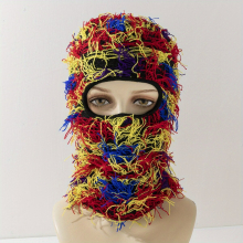 Colorful Tassel Balaclava Hip Hop Knitted Camouflage Headgear Unisex Y2K Knit Hat Full Cover Ski Mask For Women Men