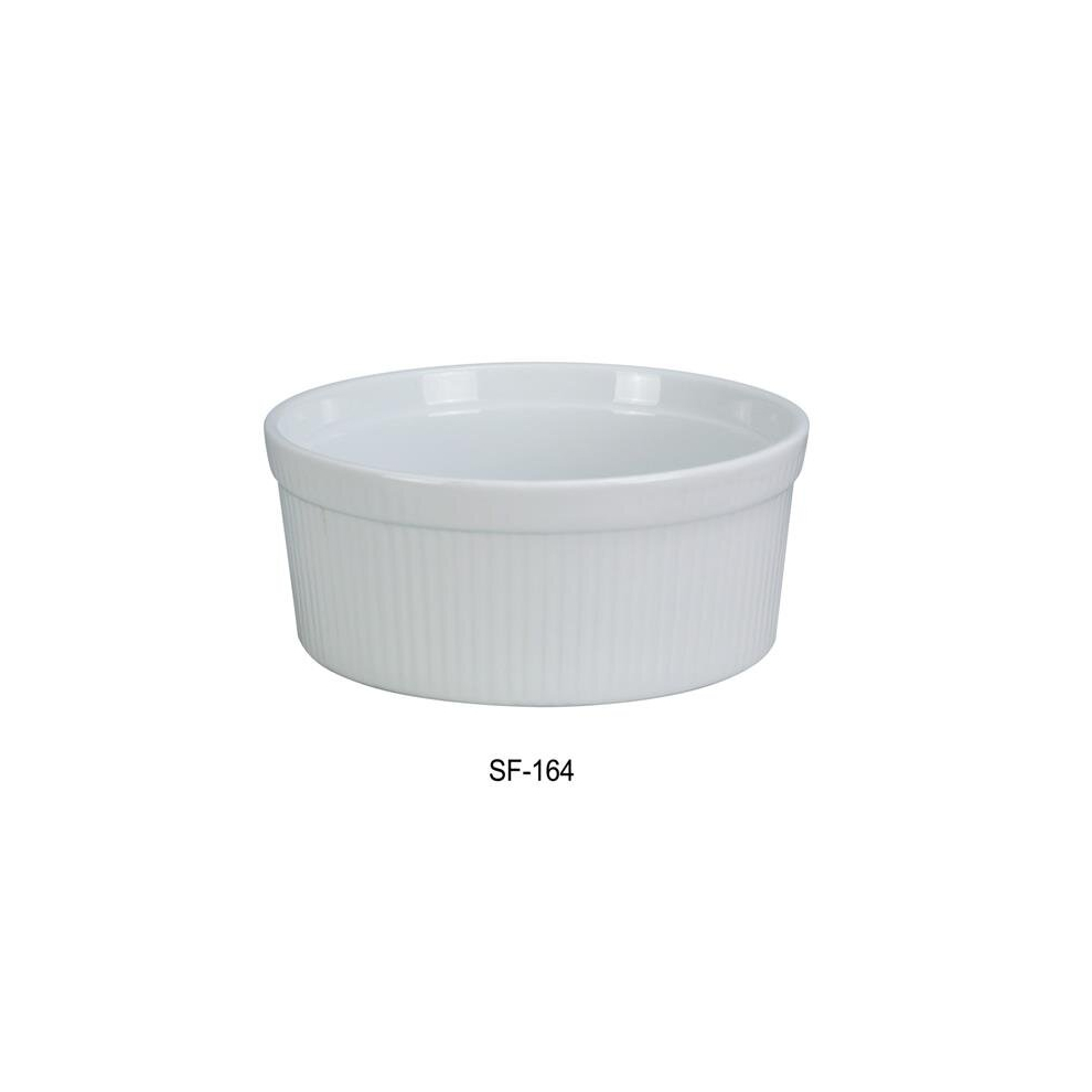 Yanco SF-164 64 oz Fluted Porcelain Souffle Bowl, Super White - 8.5 x 2.75 in. - Pack of 12-image-OPC-PCMVR82-NEW