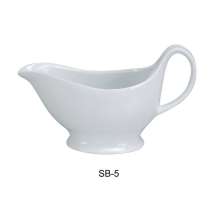 Yanco SB-5 5.5 oz Porcelain Sauce Boat, Super White Color - 7 x 2.25 x 2.25 in. - Pack of 36