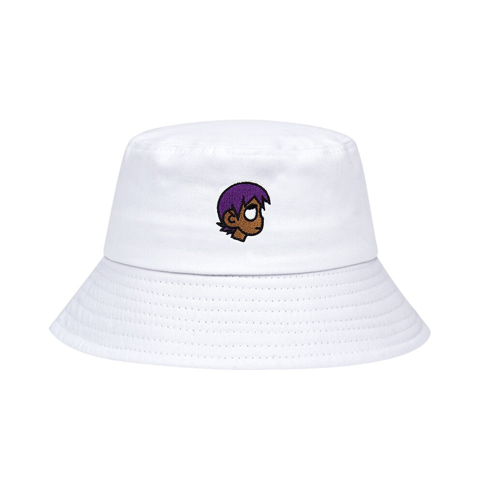 Cartoon Girl Embroidery Bucket Hat Solid Lightweight Fisherman Cap Cotton Basin Hat Travel Beach Hats-image-OPC-PCMVSKS-NEW