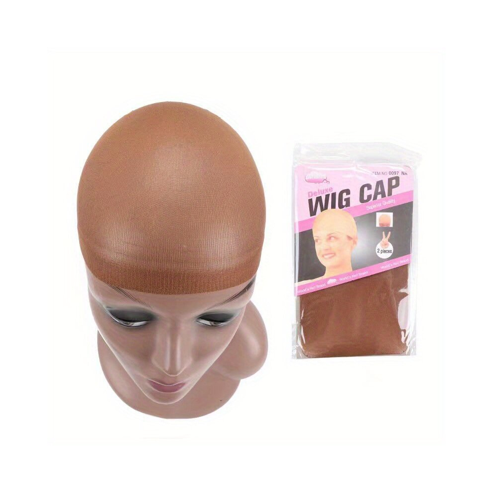 Unisex Brown 2Pcs Set Wig Cap Hair Net Weave Hairnets Wig Nets Stretch Mesh Caps Stocking Caps For Making Wigs Size