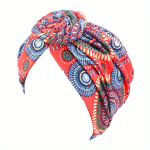 Boho Print Pleated Turban Cap Twist Knot Head Wrap Chemo Cap Bandanas Ramadan Headscarf Bonnet For Women
