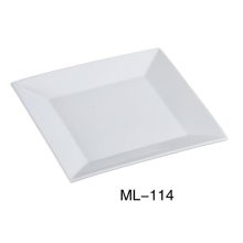 Yanco ML-114 14 in. Porcelain Square Plate, Super White - Pack of 6
