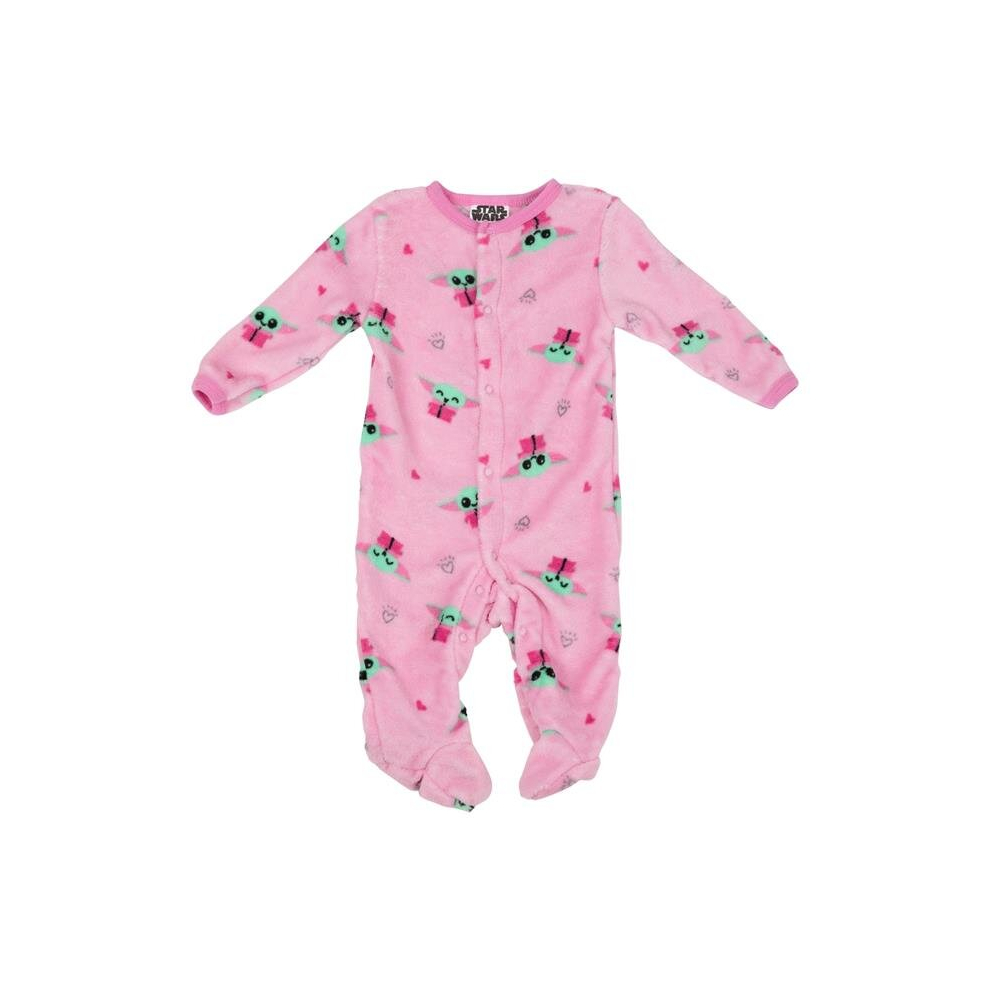 Star Wars 866312-6-9months The Mandalorian Chibi Grogu Infant Footie Pajamas, Pink - 6-9 Months