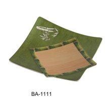 Yanco BA-1111 2.25 x 11 x 11 in. Bamboo Style Melamine Square Plate - Pack of 12