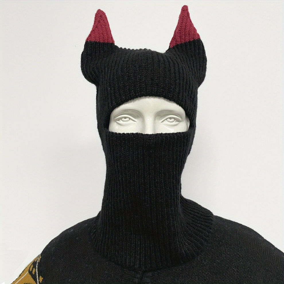 Novelty Balaclava Horn Ski Mask Unisex Hip Hop Beanie Knitted Elastic Headgear Coldproof Warm Knit Hats For Women & Men Autumn Winter-image-OPC-PCMVWFN-NEW
