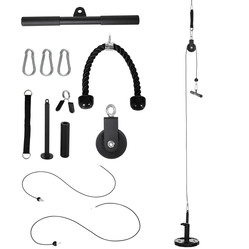 SPORTNOW Cable Pulley System, Lat Pull Down System with DIY Loading Weight Pin