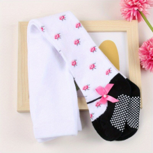 Adorable Bow Pearl Non Slip Pantyhose for Babies of Combed Cotton
