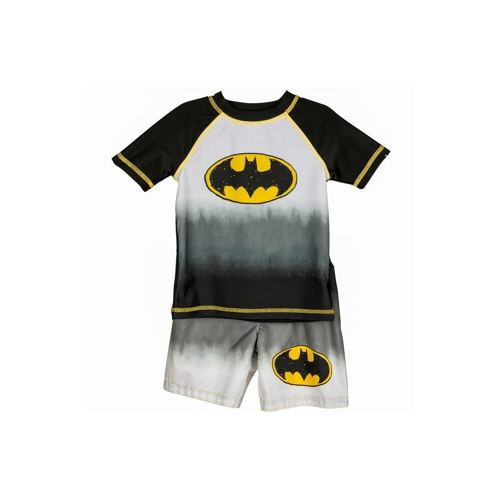 Batman 856657-toddler2t Logo Swimshorts & Rashguard Set, Black & Gray - 2 Toddler