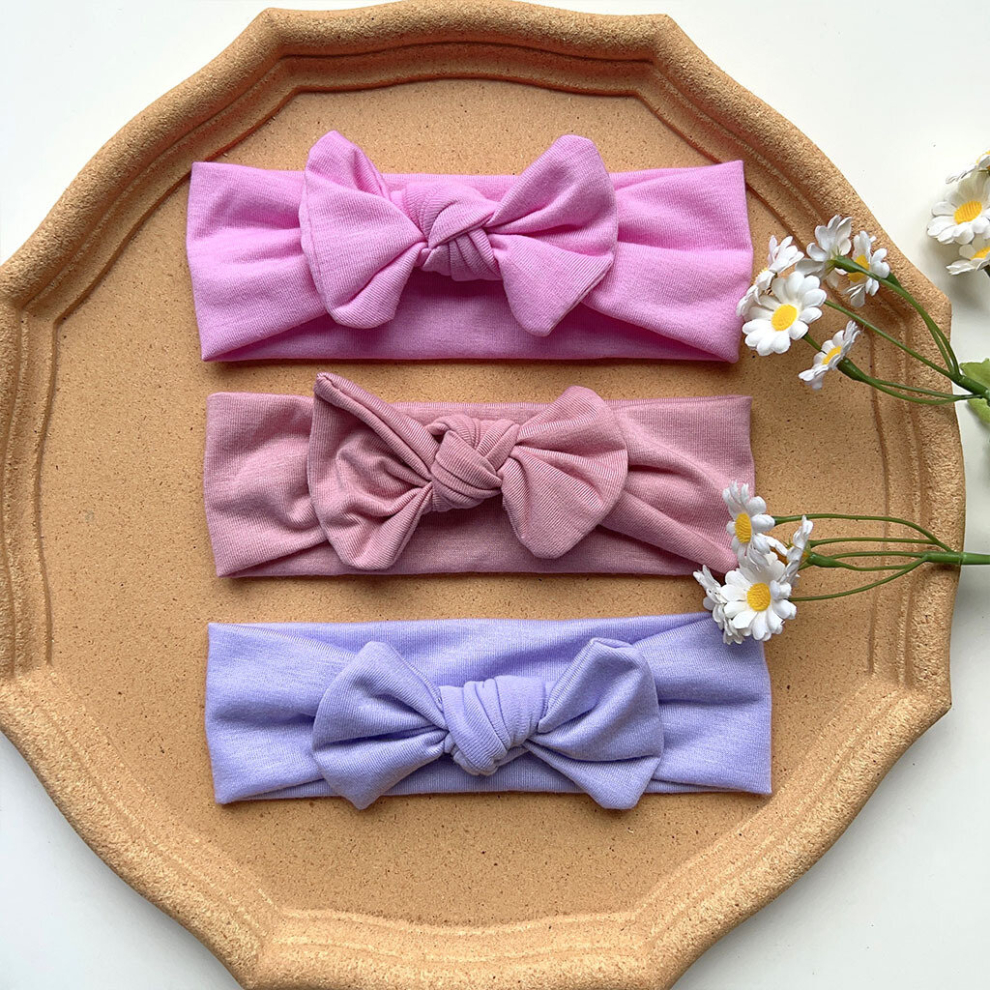 3pcs Plain Bow Hairband Hair Accessories Soft And Comfortable Bow Headband-image-OPC-PCMW2WX-NEW