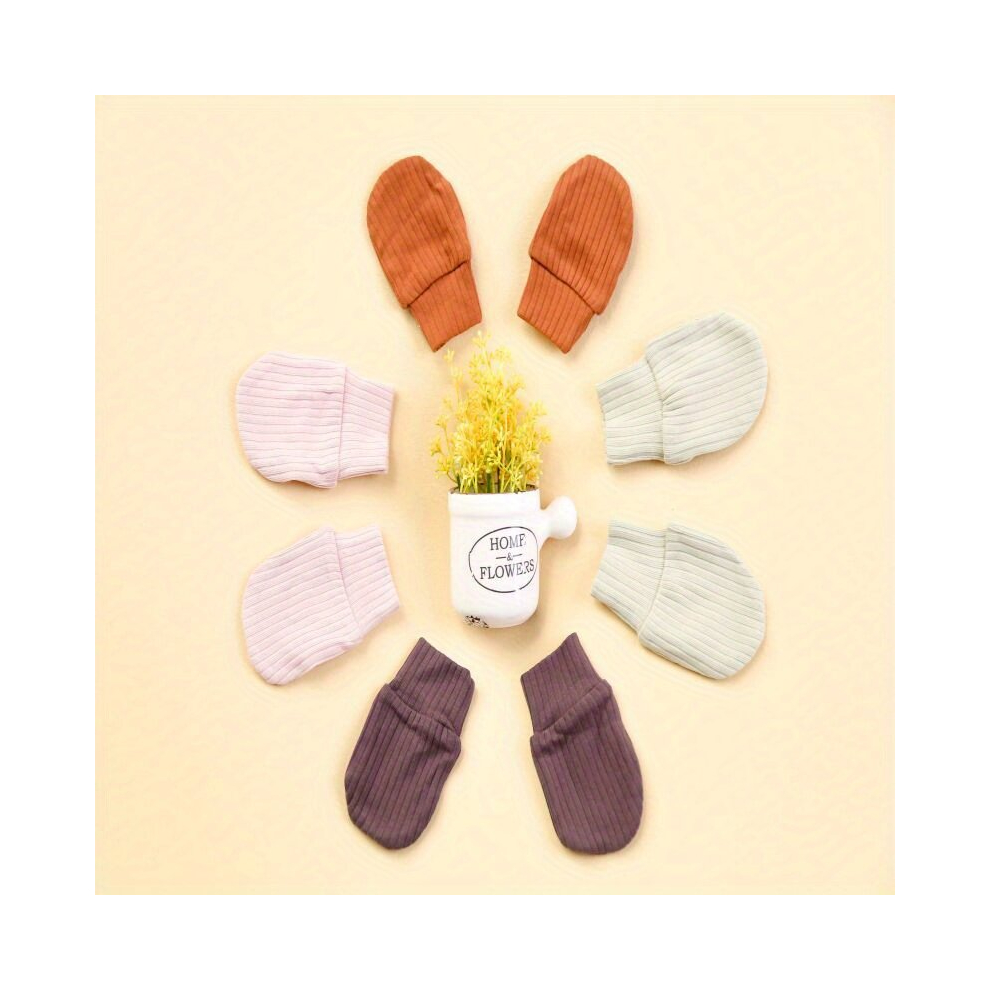 4pairs Baby Solid Anti scratch Elastic Gloves For All Seasons