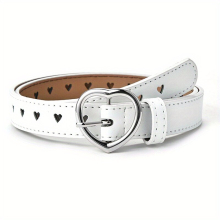 1pc Faux Leather Belt Peach Heart Buckle Belts Waist Belt For Girls Children