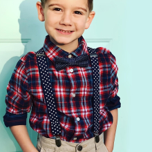 Boys Polka Dots Print Adjustable Suspenders With Bow And Clips For Clothes Accessories