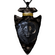 Creative Gothic Animal Totem Lion Head Pendant Necklace Chain Geometric Triangle Animal Lion Head Necklace Party Gift For Boys