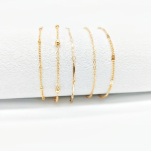 5pcs Summer Round Beaded Layered Anklet Set Minimalist Golden Silver Foot Jewelry For Girls