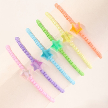 6Pcs Childrens Pentagram Beads Anklet Seaside Beach Vacation Colorful Rice Beads Foot Jewelry