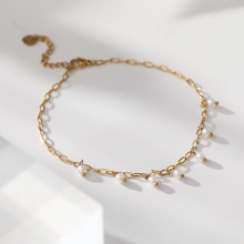 1pc Girls Fashionable And Gentle Rice Faux Pearl Chain Anklet