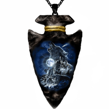 Creative Forest Ghost Wolf Punk Hip Hop Animal Wolf Pendant Necklace Geometric Triangle Chain Necklace For Boys