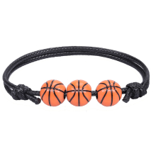 5pcs Set Sports Theme Basketball Football Baseball Tennis Rugby Volleyball Adjustable Wax Rope Bracelet For Boys