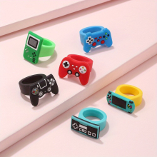 6pcs Creative Cartoon Game Console Shaped Rings Set Decorative Accessories Holiday Gift For Boys And Girls