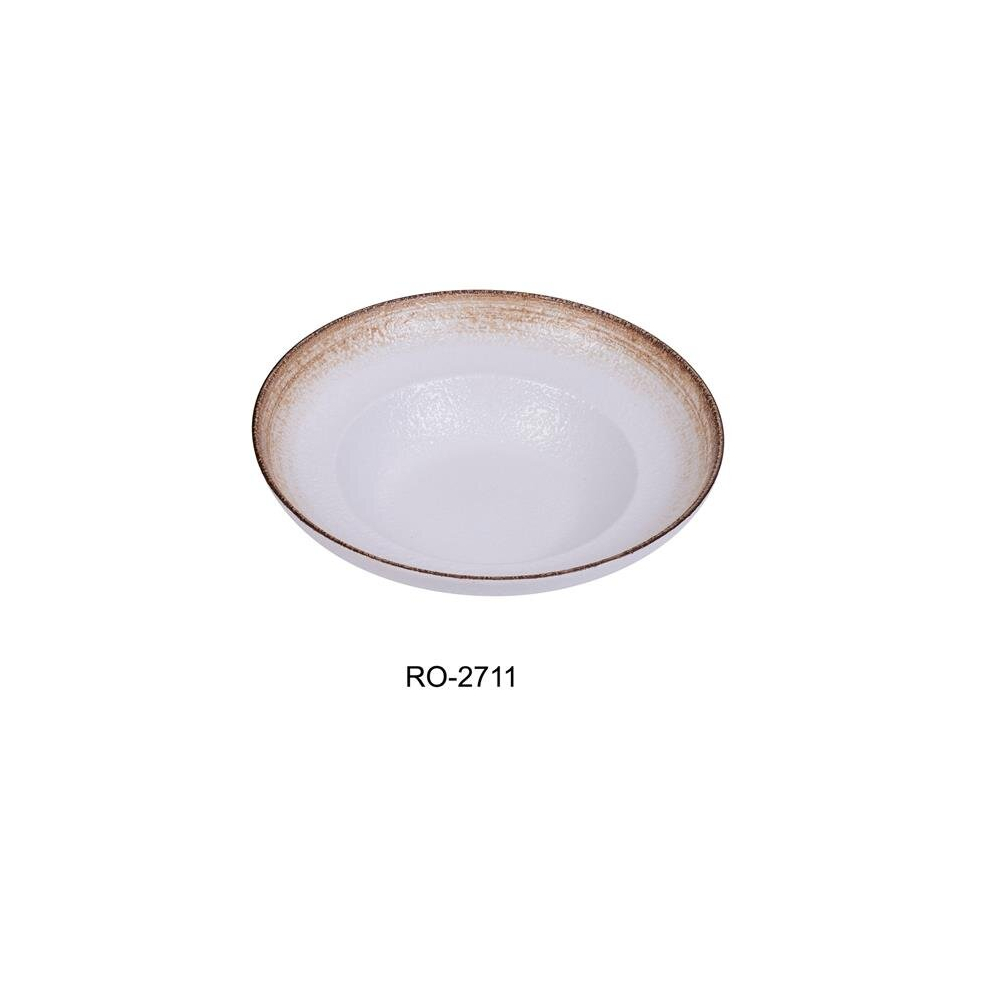 Yanco RO-2711 11 x 3 in. Rockeye-2 Porcelain Two-Tone Mediterranean Bowl - 32 oz - Pack of 12-image-OPC-PCMW78B-NEW