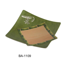 Yanco BA-1109 11 in. Bamboo Style Melamine Square Plate - Pack of 12