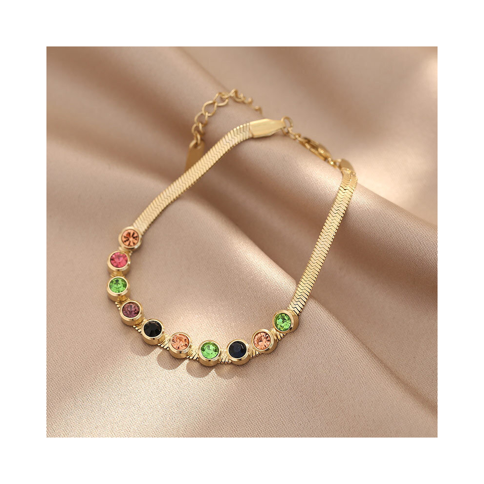 1pc Girls Vintage Titanium Steel Rhinestone Bracelet Stainless Steel Non fading Jewelry-image-OPC-PCMW7SB-NEW