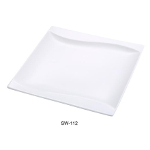 Yanco SW-112 12 in. Porcelain Square Plate, Bone White - Pack of 12