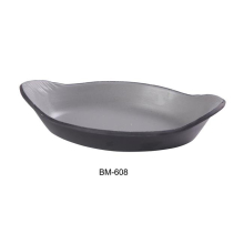 Yanco BM-608 8.75 x 5 x 1.25 in. Birmingham Melamine Rarebit Dish, Gray & Black - 10 oz - Pack of 48