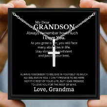 To My Grandson Sterling Silver Cross Necklace For Boys Small Cross Pendant Necklace Silver Cross Necklace Gift Religious Cross Necklace Kids Accessori