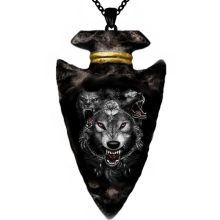 Gothic Chain Triangle Animal Wolf Head Pendant Necklace Hip Hop Style Necklace Novel Wolf Head Pendant Accessories For Boys