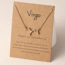 Boys Kids12 Constellation Pendant Necklace Zodiac Horoscope Astrology Silver Rhinestone Clavicle Necklace For Birthday Anniversary Friendship Jewelry