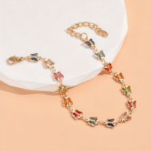 Creative Colorful Butterfly Decor Rhinestone Anklet Decorative Accessories Holiday Gift For Girls