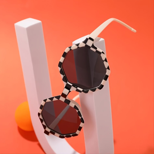 Childrens Flat Lens UV Protection Plaid Pattern Sunglasses 2