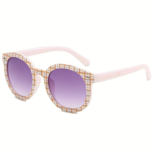 1pc Grid Pattern Sunglasess Childrens Decorative Lens Sunglasses UV 400 1